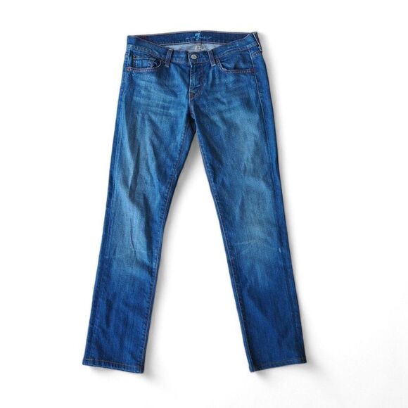 7 for All Mankind Roxanne Straight Leg Medium Wash Jeans Women's 27 - Picture 1 of 11